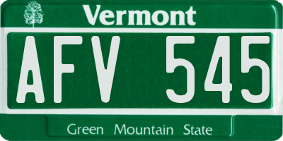 VT license plate AFV545
