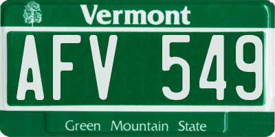 VT license plate AFV549