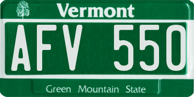 VT license plate AFV550