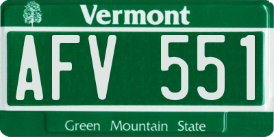 VT license plate AFV551