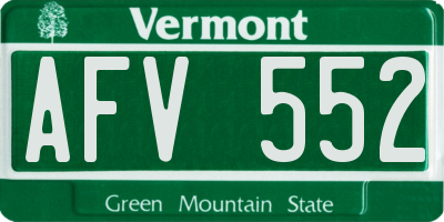 VT license plate AFV552