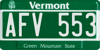 VT license plate AFV553