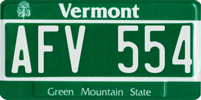 VT license plate AFV554