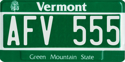 VT license plate AFV555