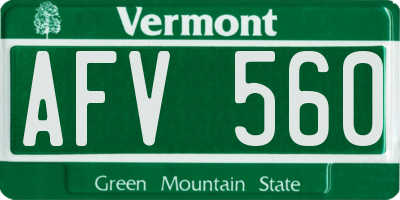 VT license plate AFV560