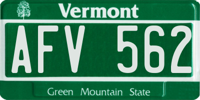 VT license plate AFV562