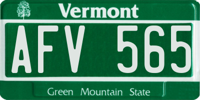 VT license plate AFV565