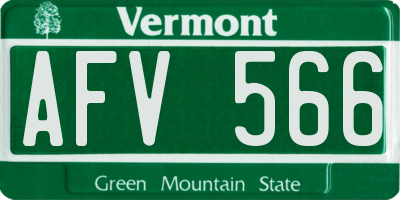 VT license plate AFV566