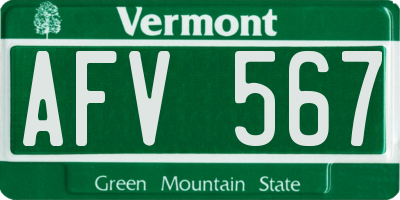 VT license plate AFV567