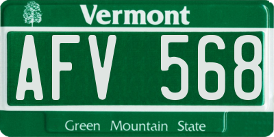 VT license plate AFV568