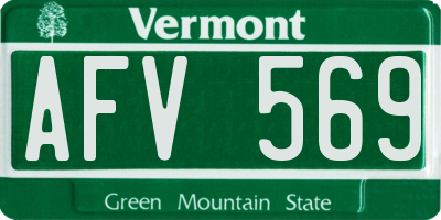 VT license plate AFV569