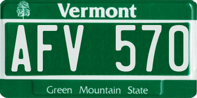 VT license plate AFV570
