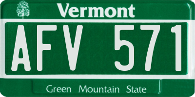 VT license plate AFV571