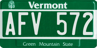 VT license plate AFV572