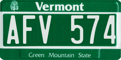 VT license plate AFV574