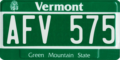 VT license plate AFV575