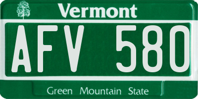 VT license plate AFV580
