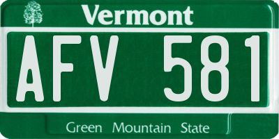 VT license plate AFV581