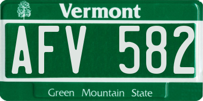 VT license plate AFV582
