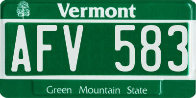 VT license plate AFV583