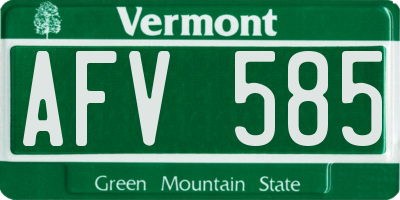 VT license plate AFV585