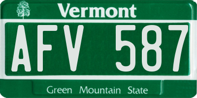 VT license plate AFV587