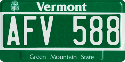 VT license plate AFV588