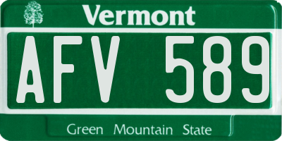 VT license plate AFV589