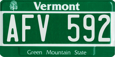 VT license plate AFV592