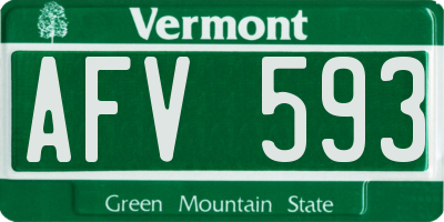 VT license plate AFV593