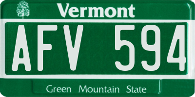 VT license plate AFV594
