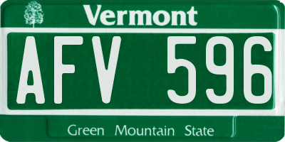 VT license plate AFV596