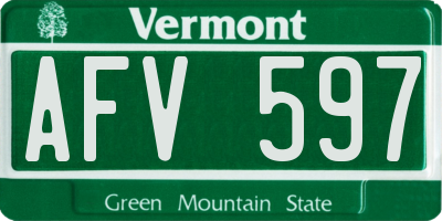 VT license plate AFV597