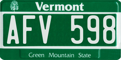 VT license plate AFV598