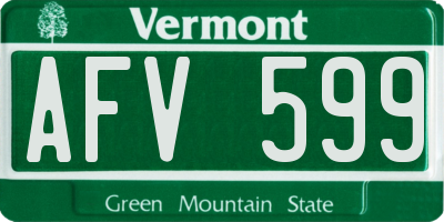 VT license plate AFV599