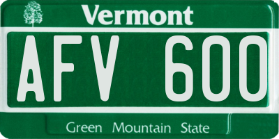 VT license plate AFV600