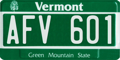 VT license plate AFV601