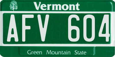 VT license plate AFV604