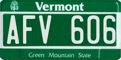 VT license plate AFV606