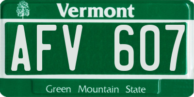 VT license plate AFV607