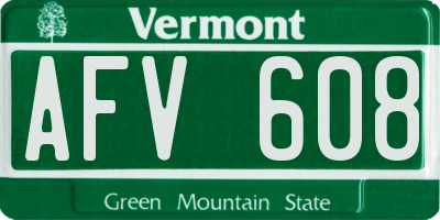 VT license plate AFV608