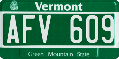 VT license plate AFV609