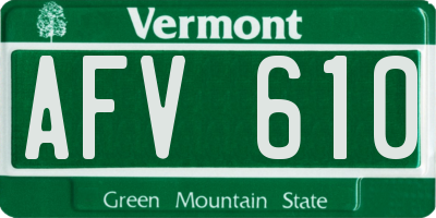 VT license plate AFV610