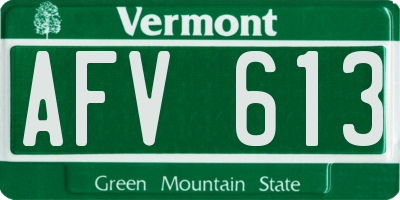 VT license plate AFV613