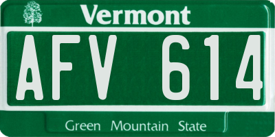 VT license plate AFV614