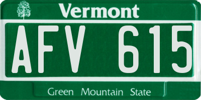VT license plate AFV615