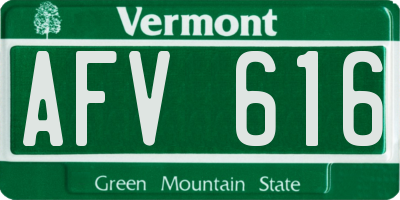 VT license plate AFV616