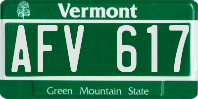 VT license plate AFV617