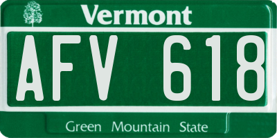VT license plate AFV618