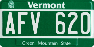 VT license plate AFV620